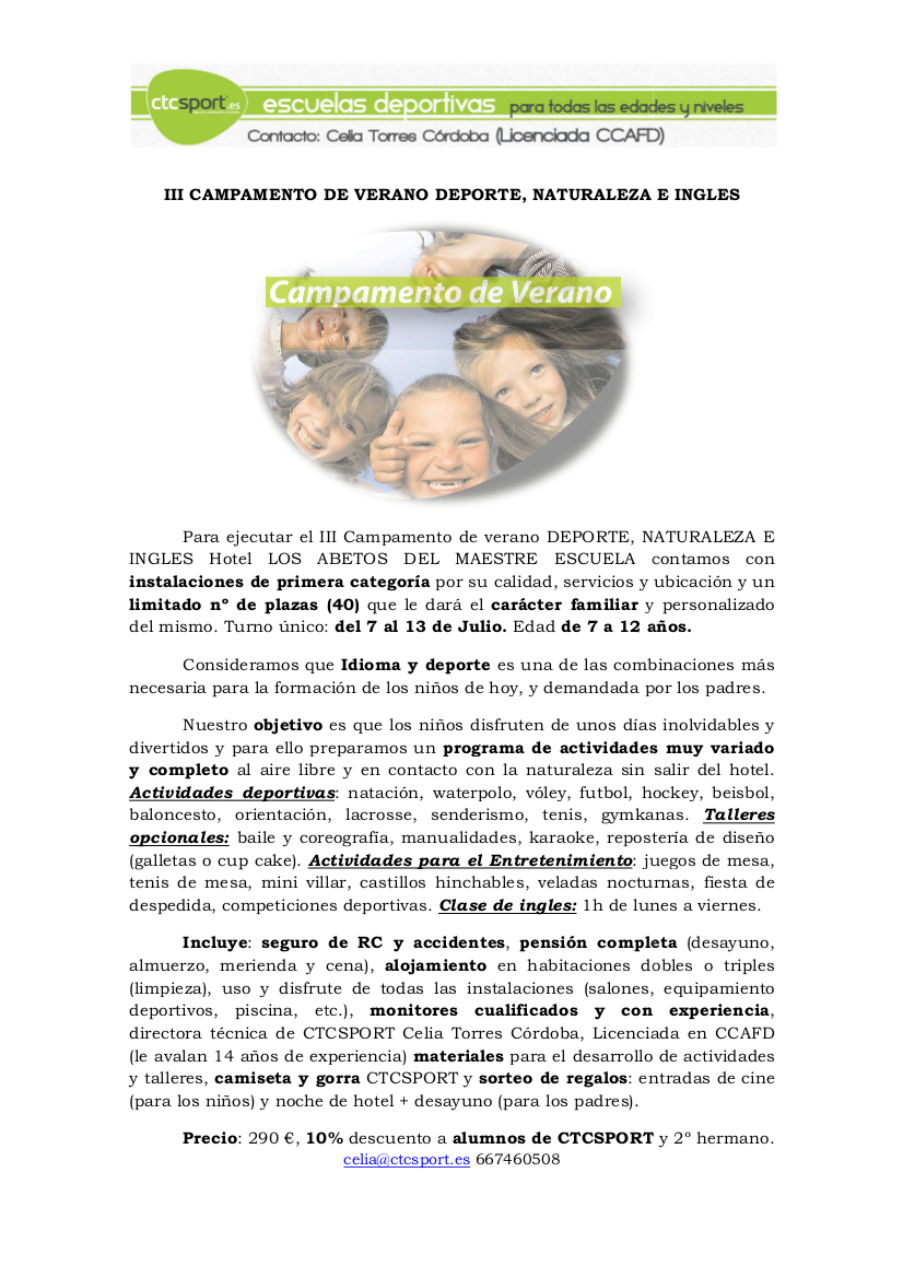 info campamentos web